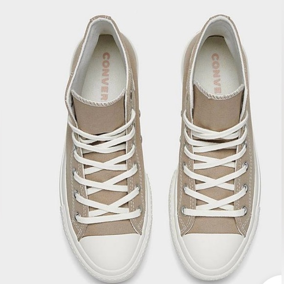 NWB Converse High-Top Canvas Sneakers - Tan - Picture 5 of 6